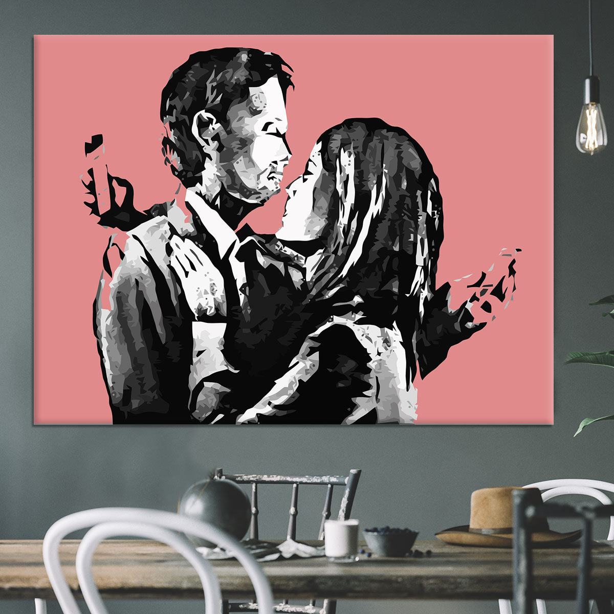 Banksy Mobile Lovers Red Canvas Print or Poster - Canvas Art Rocks - 3