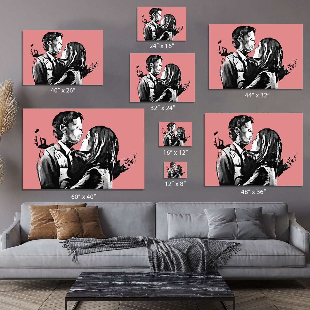 Banksy Mobile Lovers Red Canvas Print or Poster - Canvas Art Rocks - 7