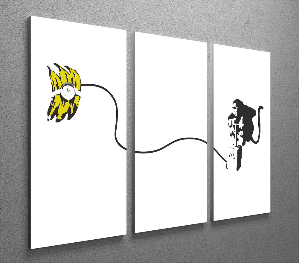 Banksy Monkey Banana Bomb 3 Split Panel Canvas Print - Canvas Art Rocks