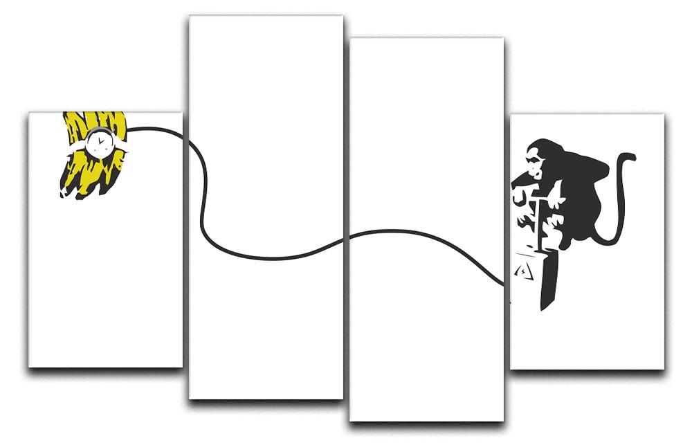Banksy Monkey Banana Bomb 4 Split Panel Canvas  - Canvas Art Rocks - 1