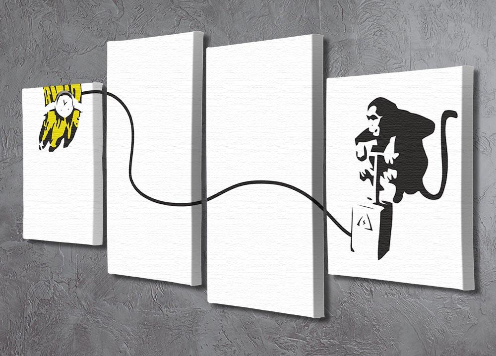 Banksy Monkey Banana Bomb 4 Split Panel Canvas - Canvas Art Rocks - 2