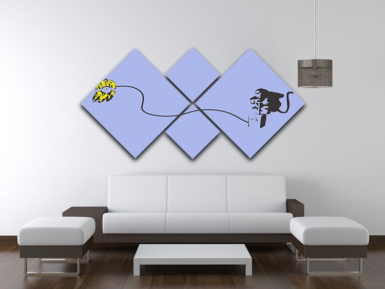 Banksy Monkey Banana Bomb Blue 4 Square Multi Panel Canvas - Canvas Art Rocks - 3