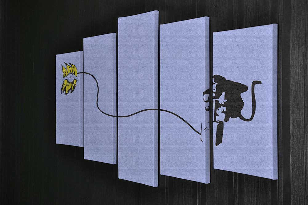Banksy Monkey Banana Bomb Blue 5 Split Panel Canvas - Canvas Art Rocks - 2