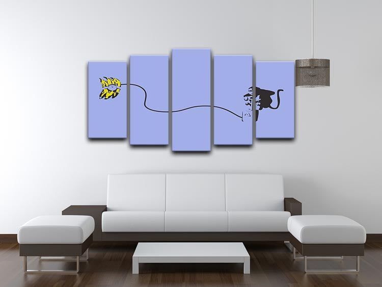 Banksy Monkey Banana Bomb Blue 5 Split Panel Canvas - Canvas Art Rocks - 3