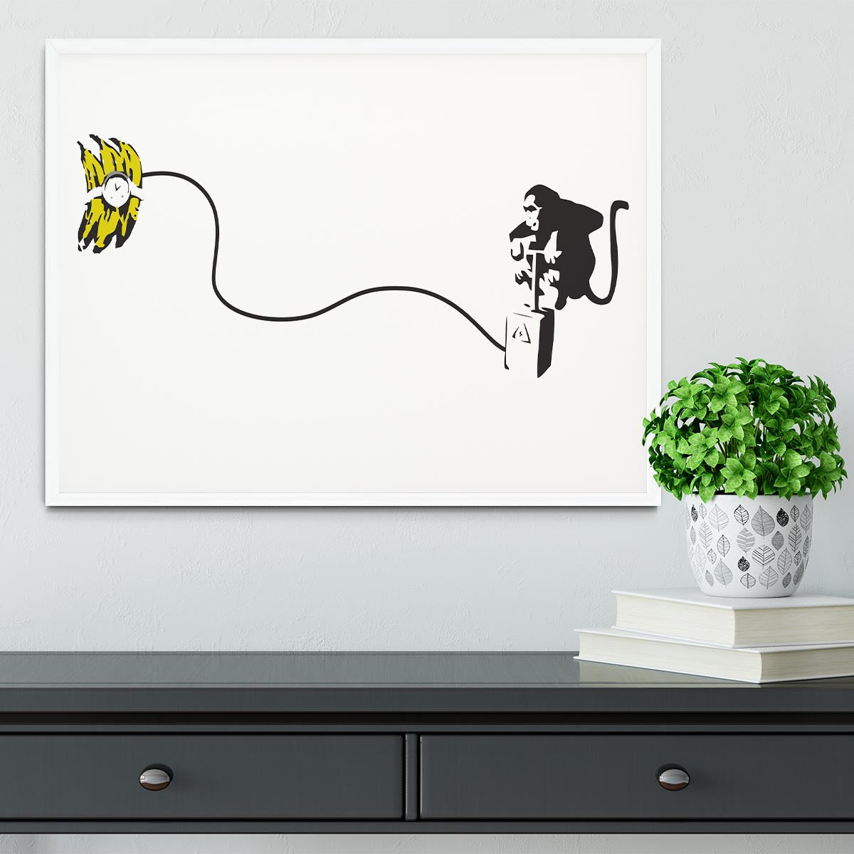 Banksy Monkey Banana Bomb Framed Print - Canvas Art Rocks -6