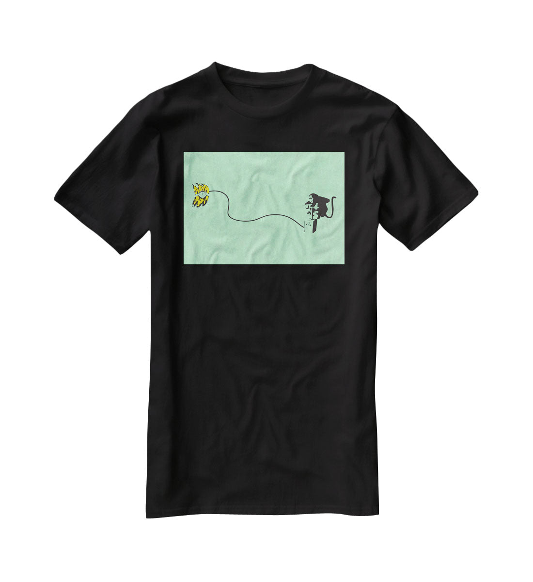 Banksy Monkey Banana Bomb Green T-Shirt - Canvas Art Rocks - 1