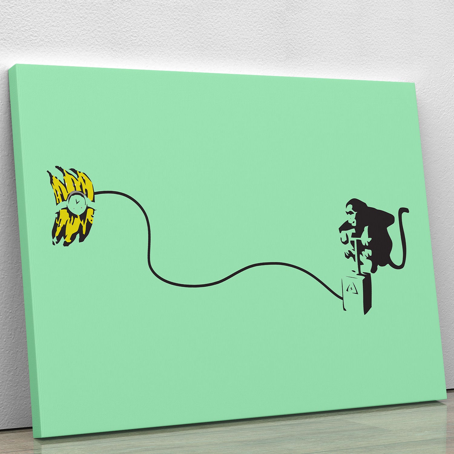 Banksy Monkey Banana Bomb Green Canvas Print or Poster - Canvas Art Rocks - 1