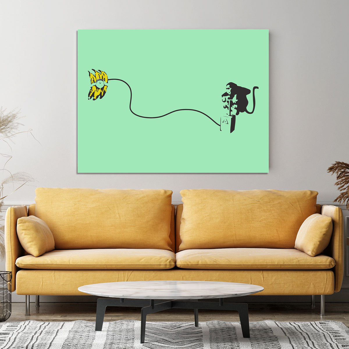 Banksy Monkey Banana Bomb Green Canvas Print or Poster - Canvas Art Rocks - 4