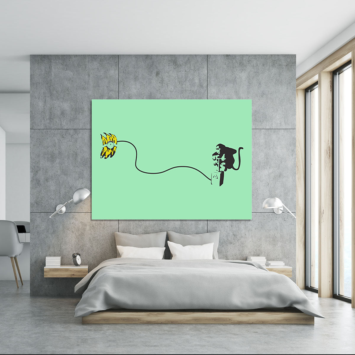 Banksy Monkey Banana Bomb Green Canvas Print or Poster - Canvas Art Rocks - 5