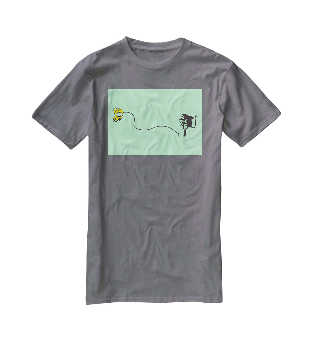 Banksy Monkey Banana Bomb Green T-Shirt - Canvas Art Rocks - 3