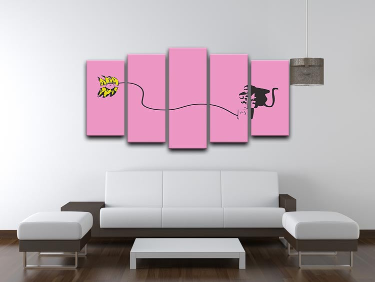 Banksy Monkey Banana Bomb Pink 5 Split Panel Canvas - Canvas Art Rocks - 3