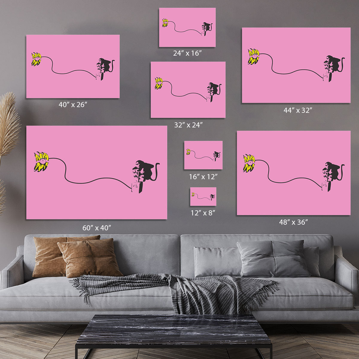 Banksy Monkey Banana Bomb Pink Canvas Print or Poster - Canvas Art Rocks - 7