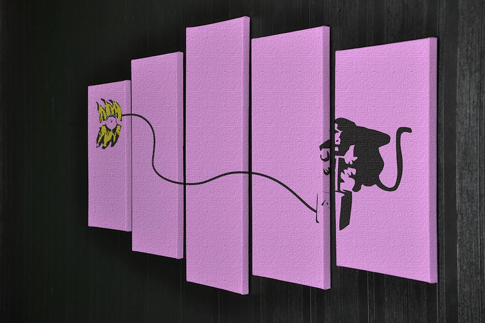 Banksy Monkey Banana Bomb Purple 5 Split Panel Canvas - Canvas Art Rocks - 2