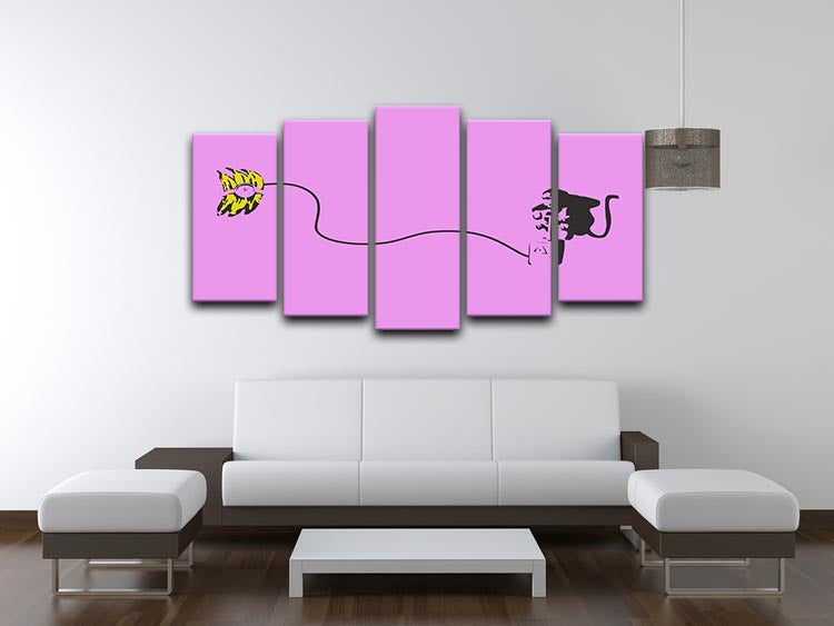 Banksy Monkey Banana Bomb Purple 5 Split Panel Canvas - Canvas Art Rocks - 3