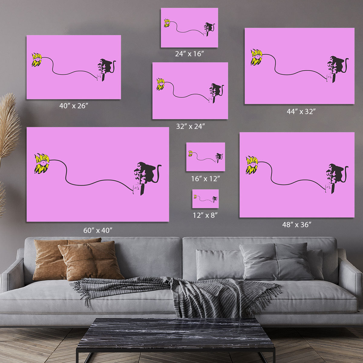 Banksy Monkey Banana Bomb Purple Canvas Print or Poster - Canvas Art Rocks - 7