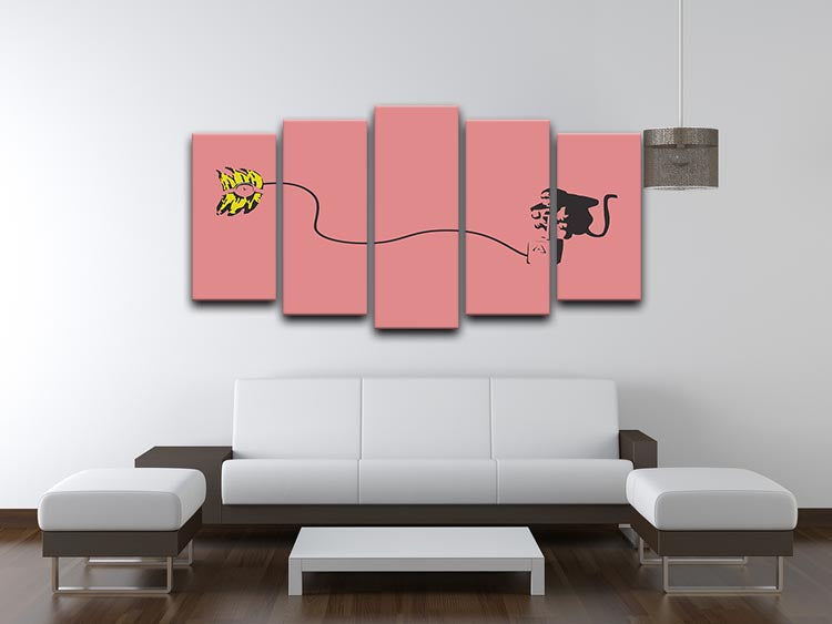 Banksy Monkey Banana Bomb Red 5 Split Panel Canvas - Canvas Art Rocks - 3