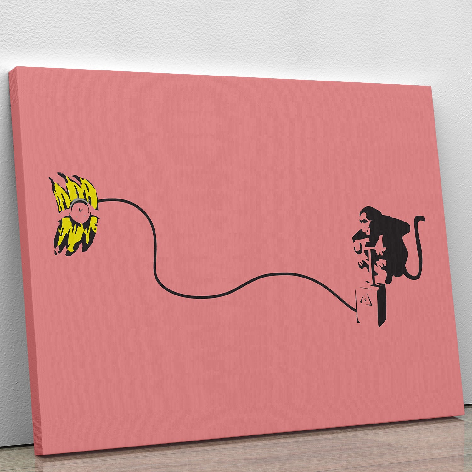 Banksy Monkey Banana Bomb Red Canvas Print or Poster - Canvas Art Rocks - 1