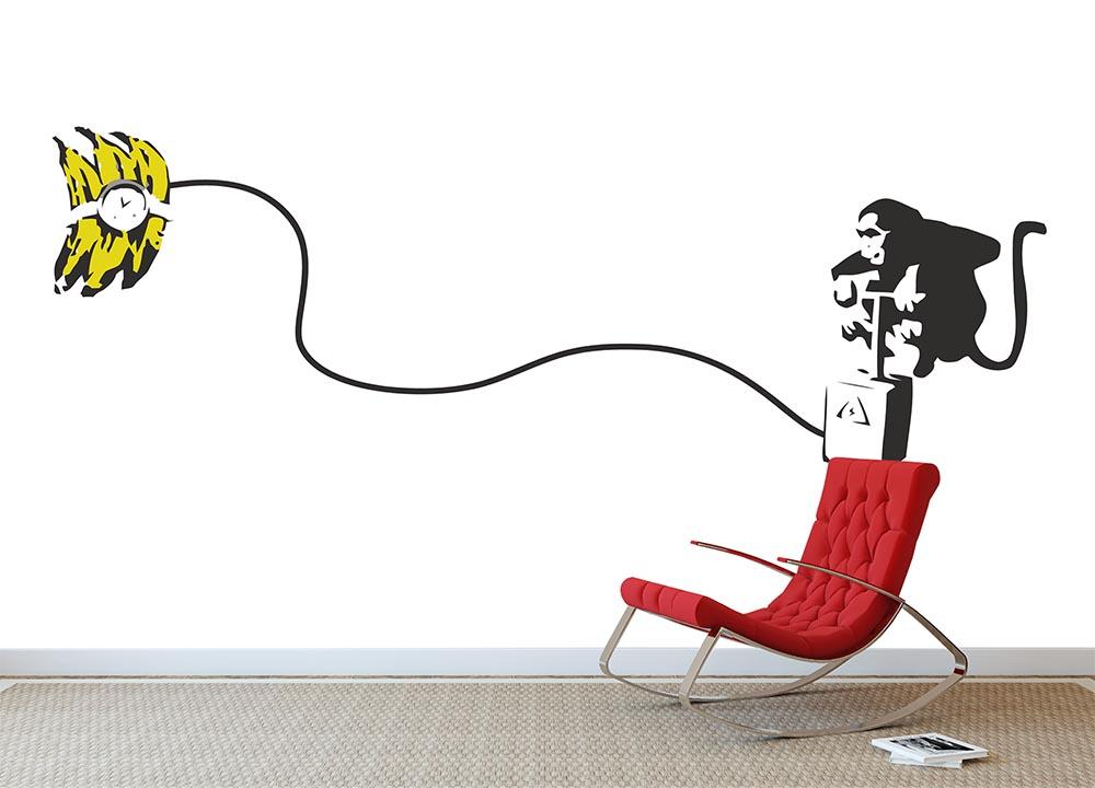 Banksy Monkey Banana Bomb Wall Mural Wallpaper - Canvas Art Rocks - 2
