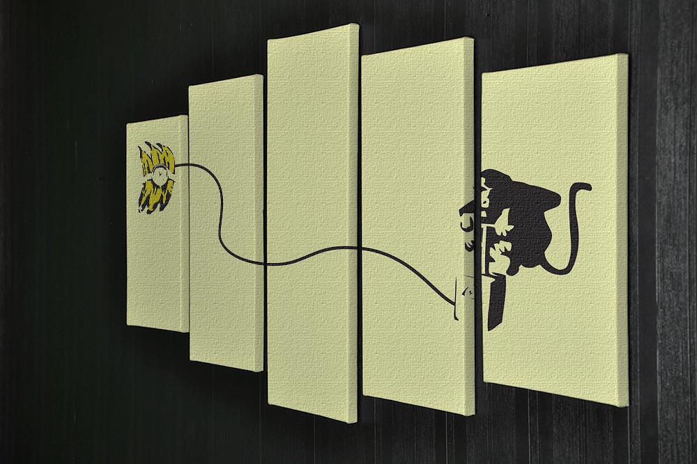 Banksy Monkey Banana Bomb Yellow 5 Split Panel Canvas - Canvas Art Rocks - 2