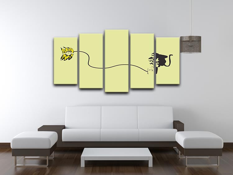 Banksy Monkey Banana Bomb Yellow 5 Split Panel Canvas - Canvas Art Rocks - 3