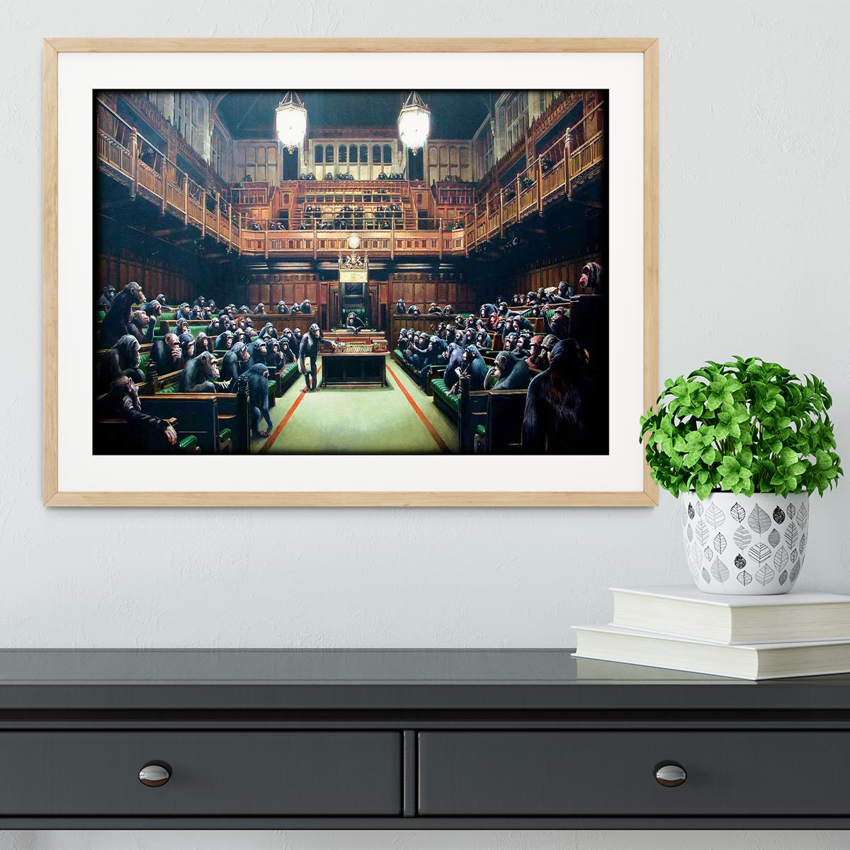 Banksy Monkey Parliament Framed Print - Canvas Art Rocks - 3