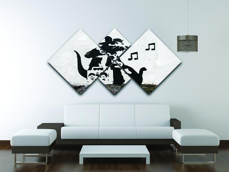 Banksy Music Rat 4 Square Multi Panel Canvas - Canvas Art Rocks - 3