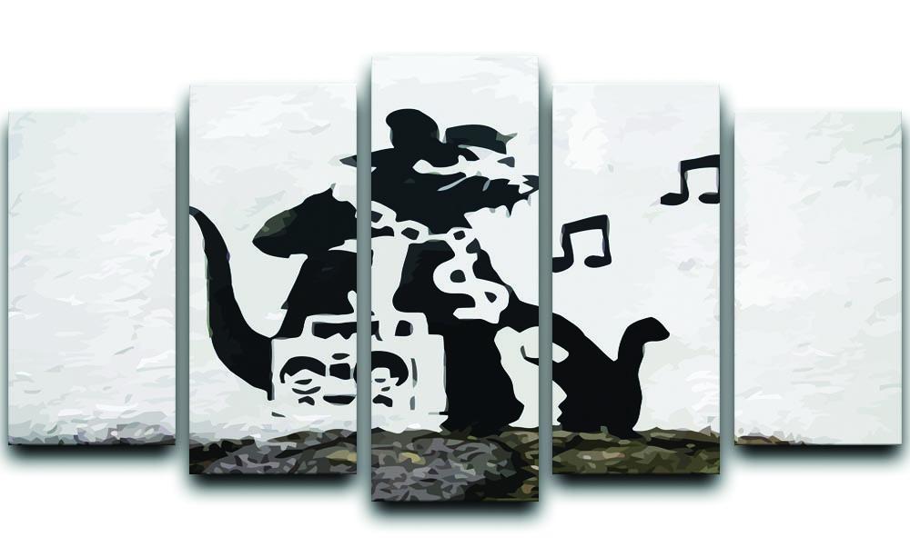 Banksy Music Rat 5 Split Panel Canvas  - Canvas Art Rocks - 1