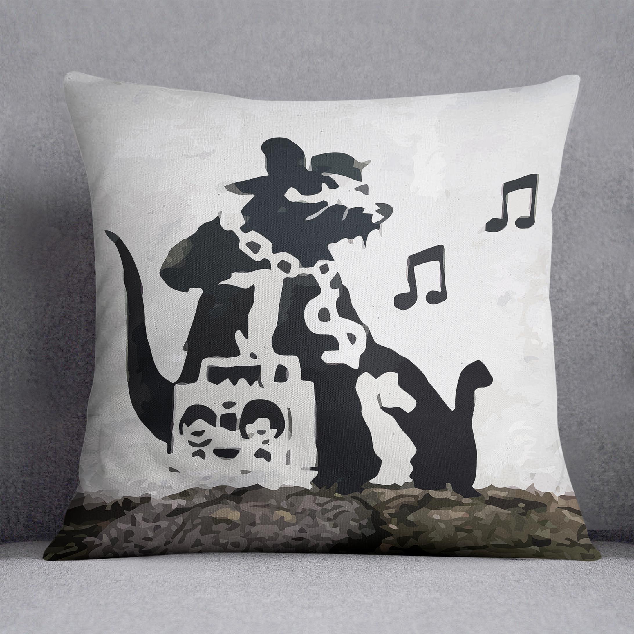 Banksy Music Rat Cushion