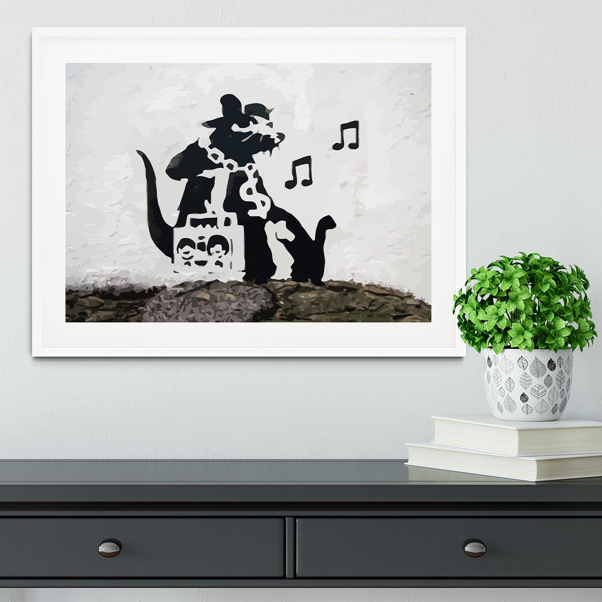 Banksy Music Rat Framed Print - Canvas Art Rocks - 5