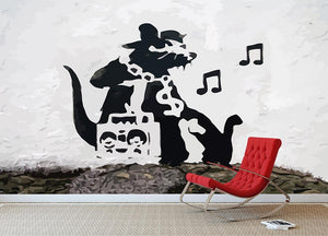 Banksy Music Rat Wall Mural Wallpaper - Canvas Art Rocks - 2