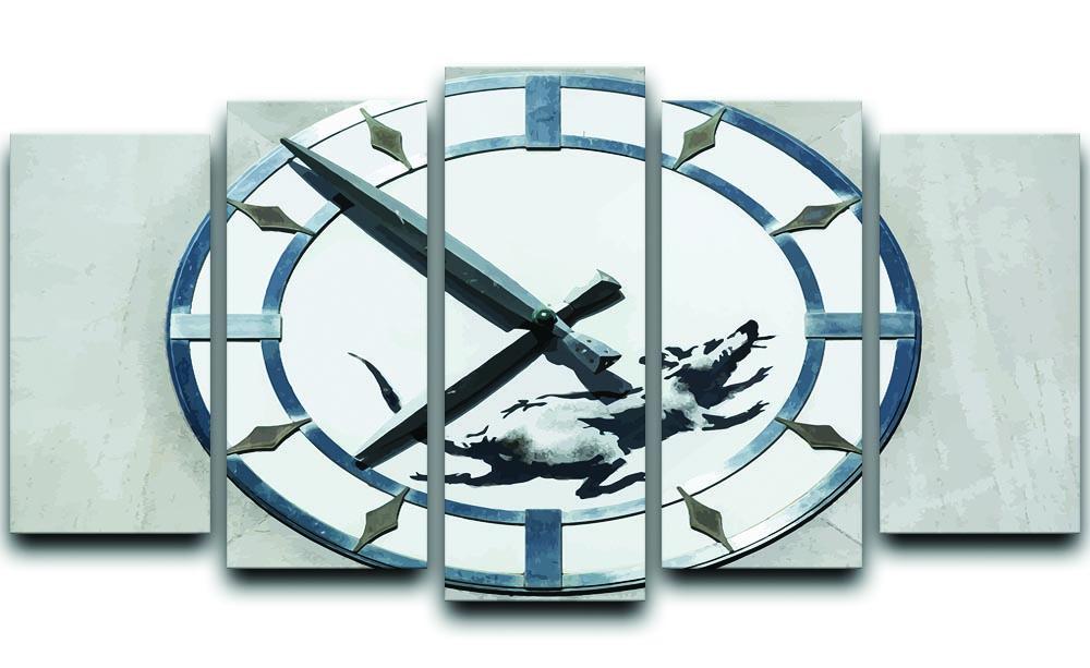 Banksy New York Clock Rat 5 Split Panel Canvas  - Canvas Art Rocks - 1