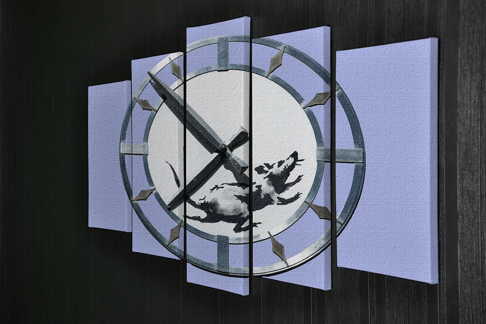 Banksy New York Clock Rat Blue 5 Split Panel Canvas - Canvas Art Rocks - 2