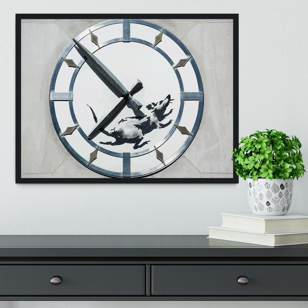 Banksy New York Clock Rat Framed Print - Canvas Art Rocks - 2