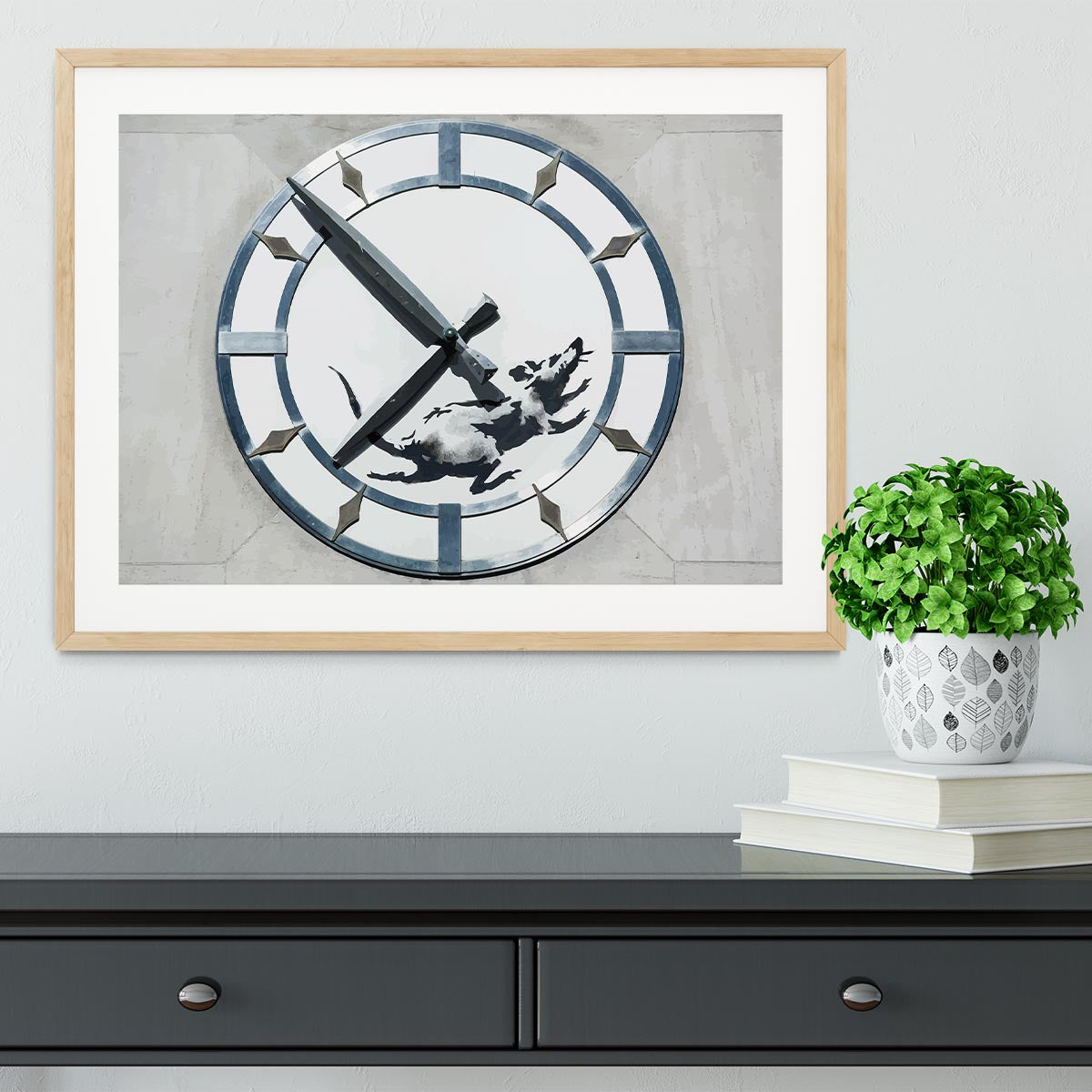 Banksy New York Clock Rat Framed Print - Canvas Art Rocks - 3