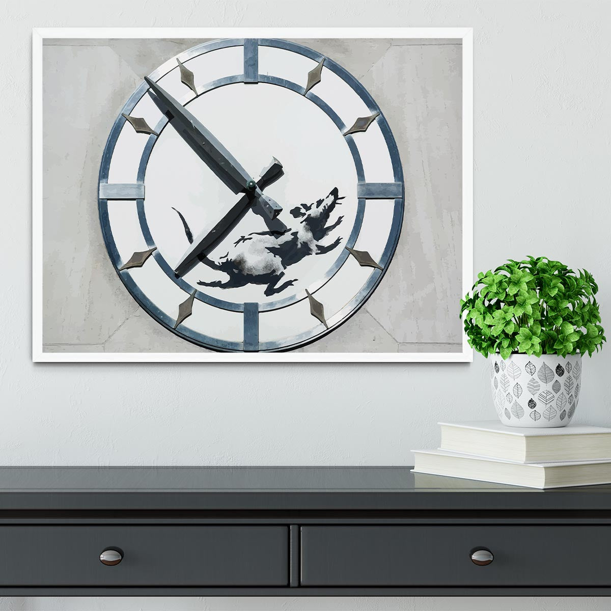 Banksy New York Clock Rat Framed Print - Canvas Art Rocks -6