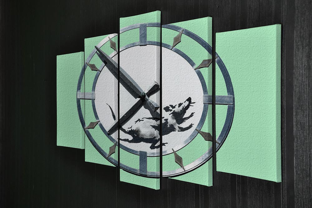 Banksy New York Clock Rat Green 5 Split Panel Canvas - Canvas Art Rocks - 2