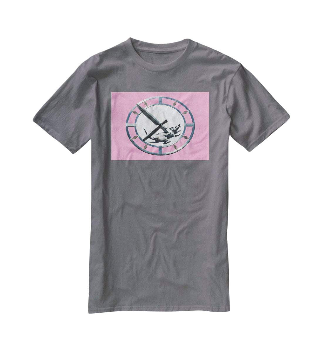 Banksy New York Clock Rat Pink T-Shirt - Canvas Art Rocks - 3