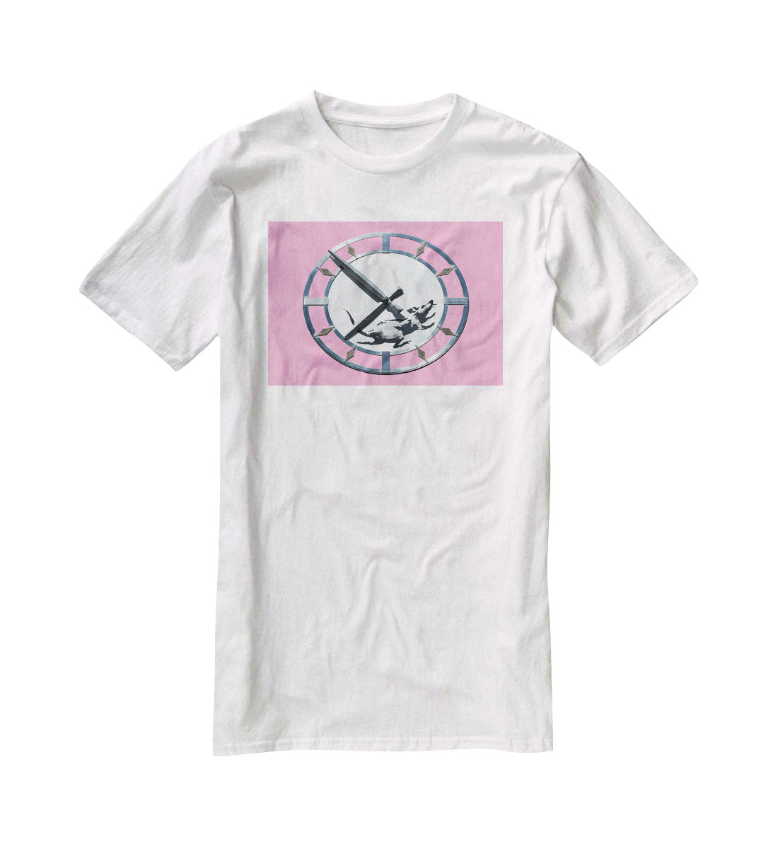 Banksy New York Clock Rat Pink T-Shirt - Canvas Art Rocks - 5