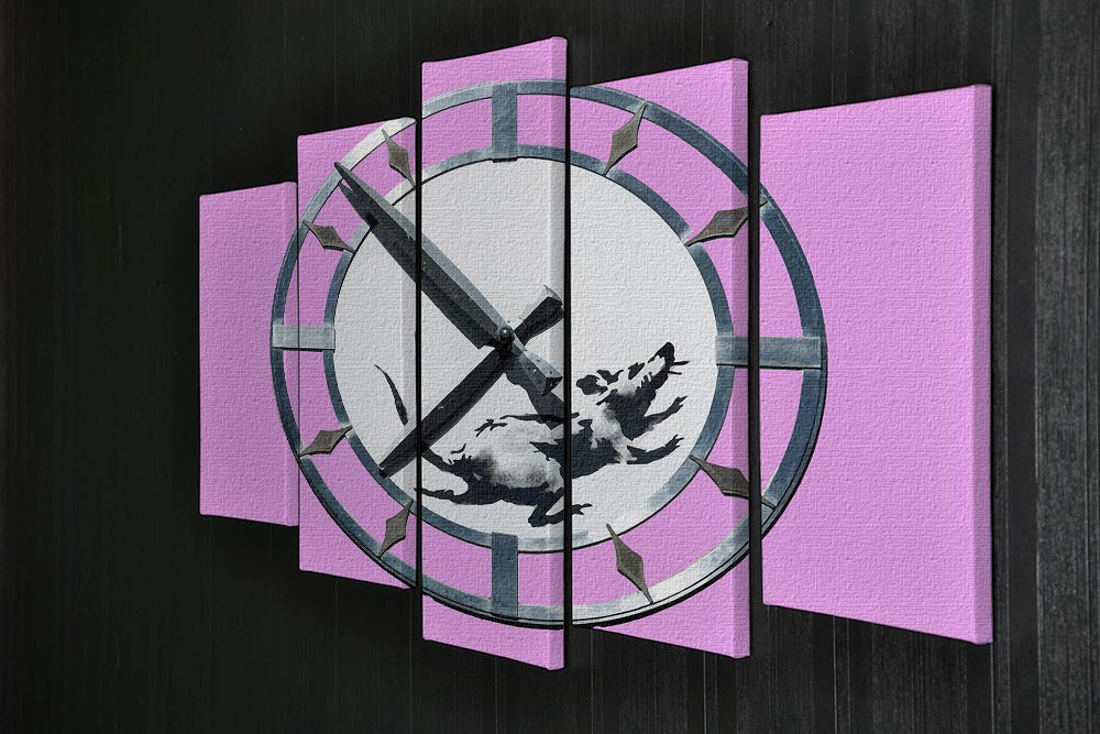 Banksy New York Clock Rat Purple 5 Split Panel Canvas - Canvas Art Rocks - 2