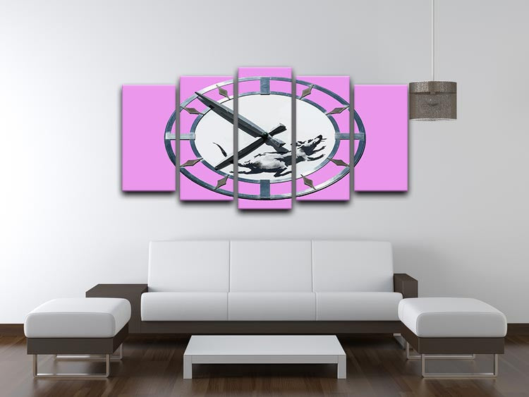 Banksy New York Clock Rat Purple 5 Split Panel Canvas - Canvas Art Rocks - 3