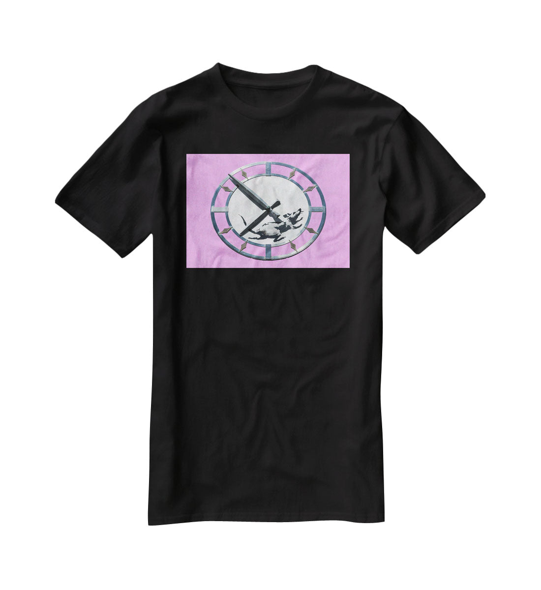 Banksy New York Clock Rat Purple T-Shirt - Canvas Art Rocks - 1