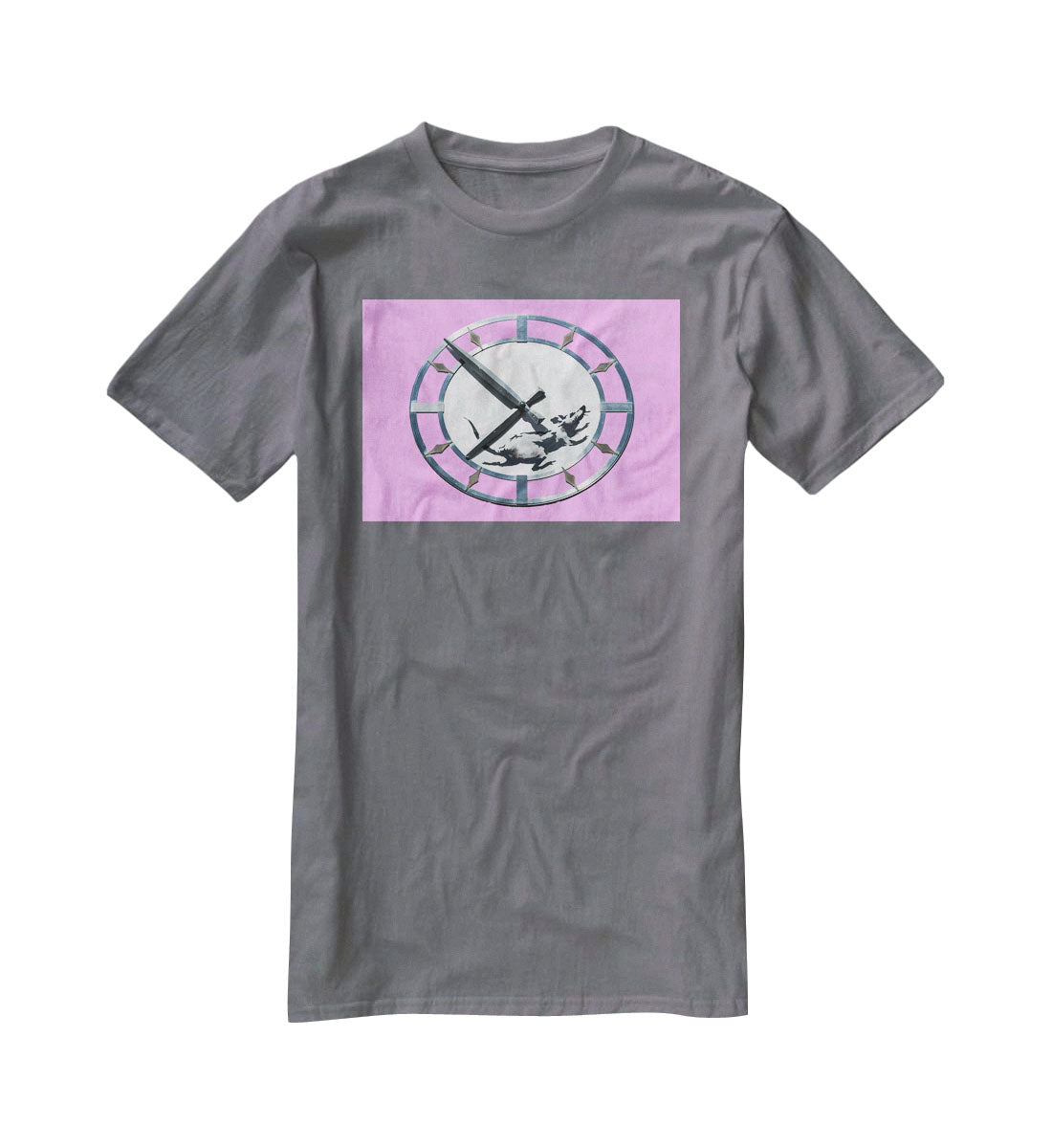Banksy New York Clock Rat Purple T-Shirt - Canvas Art Rocks - 3