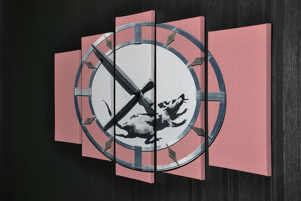 Banksy New York Clock Rat Red 5 Split Panel Canvas - Canvas Art Rocks - 2