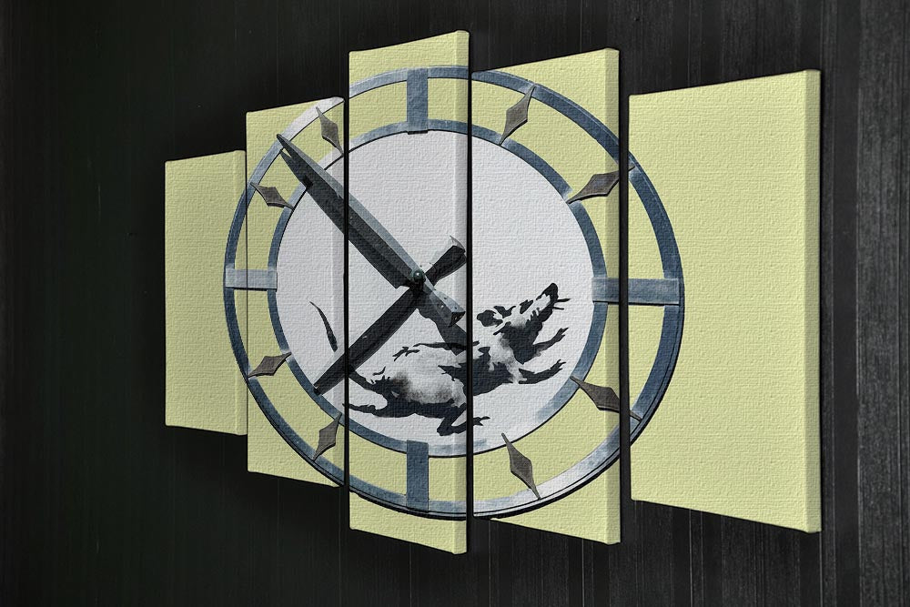 Banksy New York Clock Rat Yellow 5 Split Panel Canvas - Canvas Art Rocks - 2