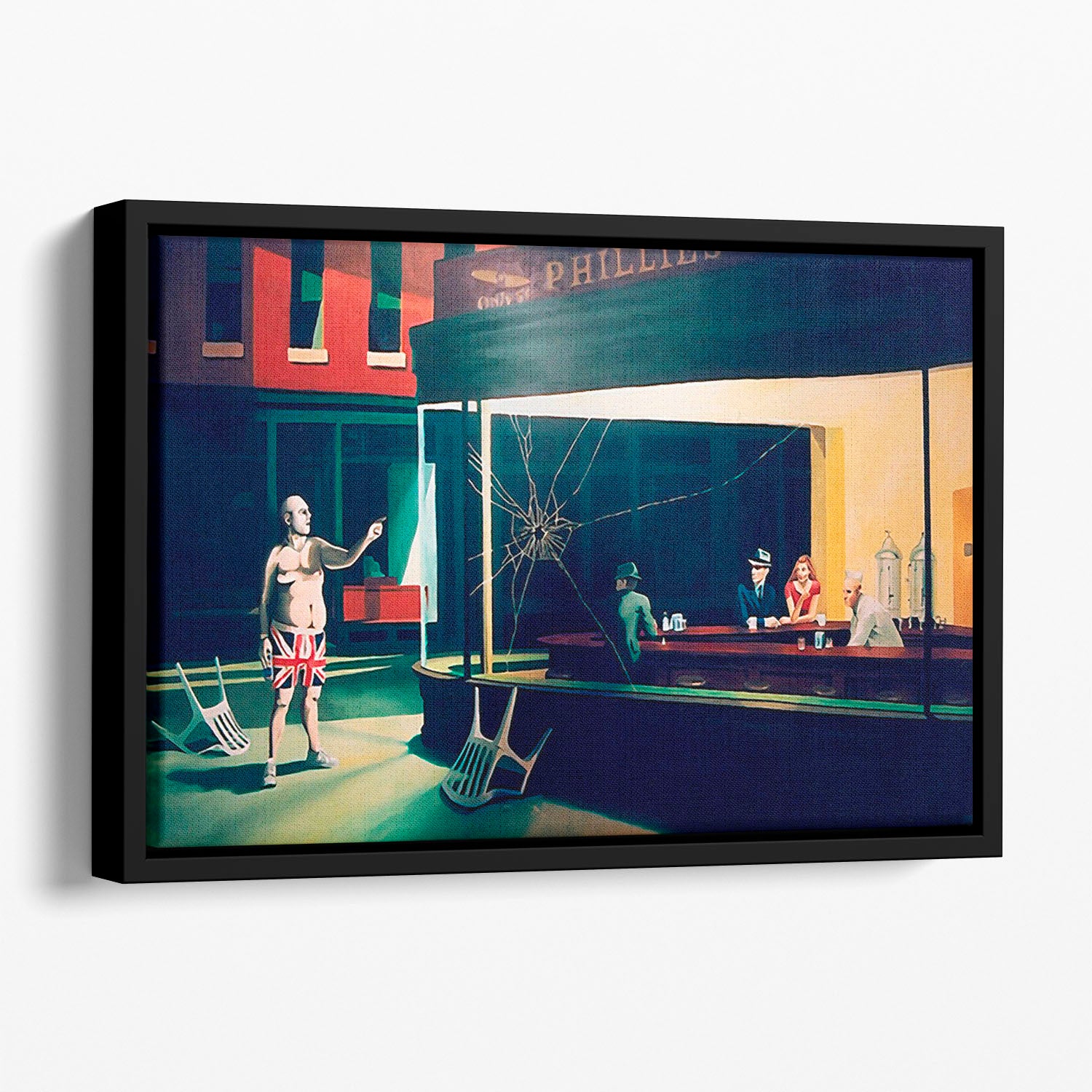 Banksy Nighthawks Floating Framed Canvas