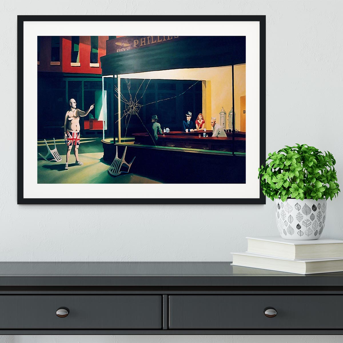 Banksy Nighthawks Framed Print - Canvas Art Rocks - 1