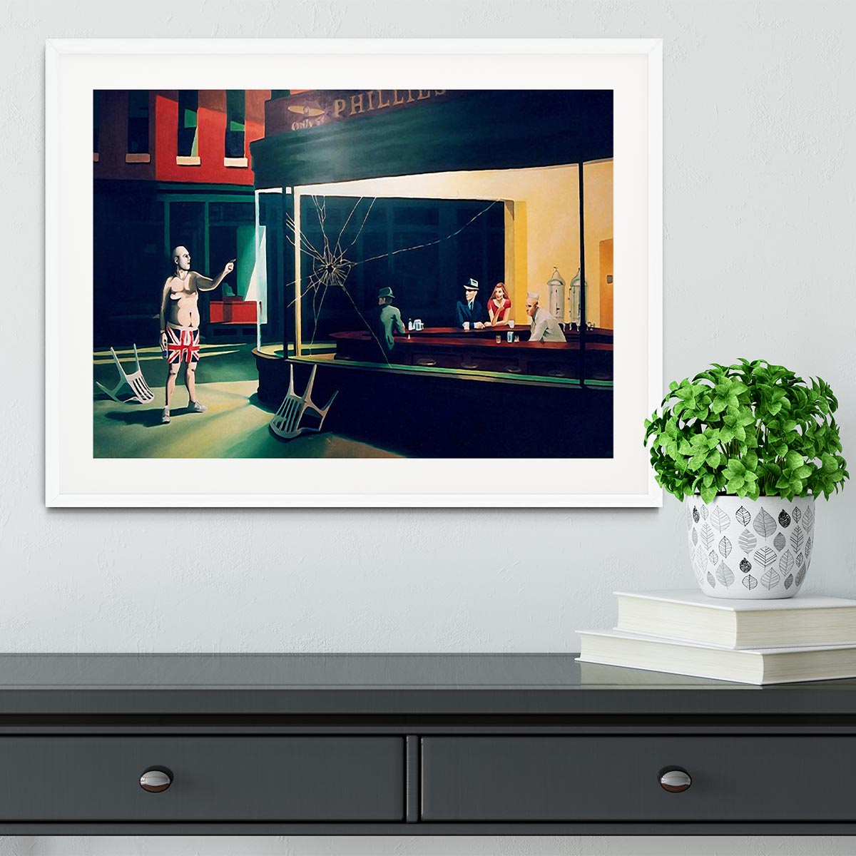 Banksy Nighthawks Framed Print - Canvas Art Rocks - 5