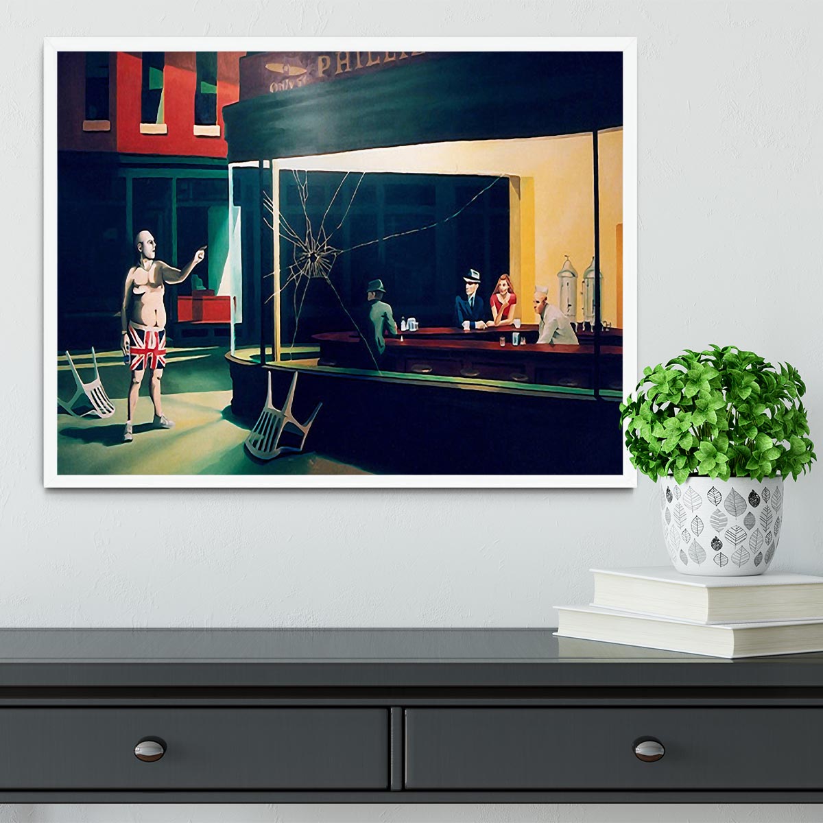 Banksy Nighthawks Framed Print - Canvas Art Rocks -6