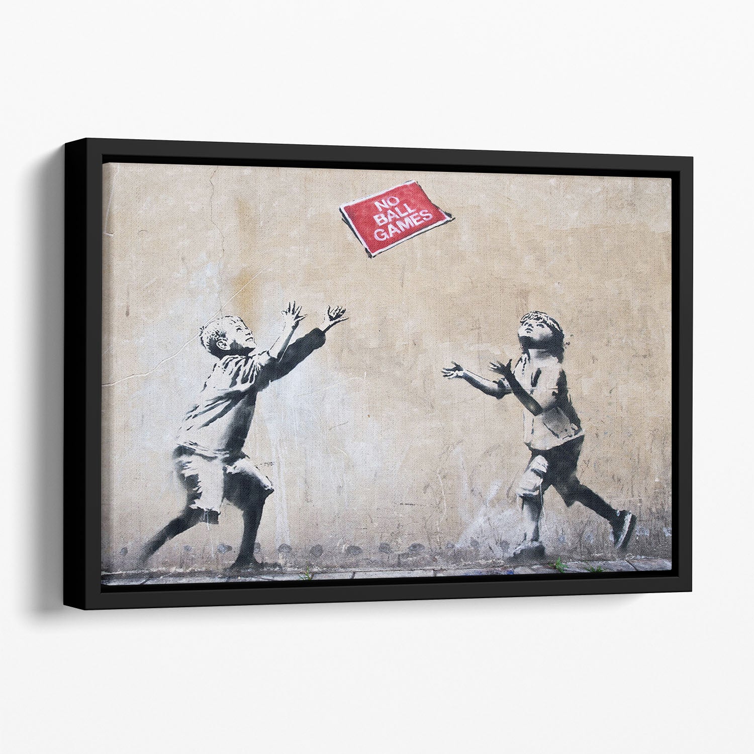 Banksy No Ball Games Floating Framed Canvas