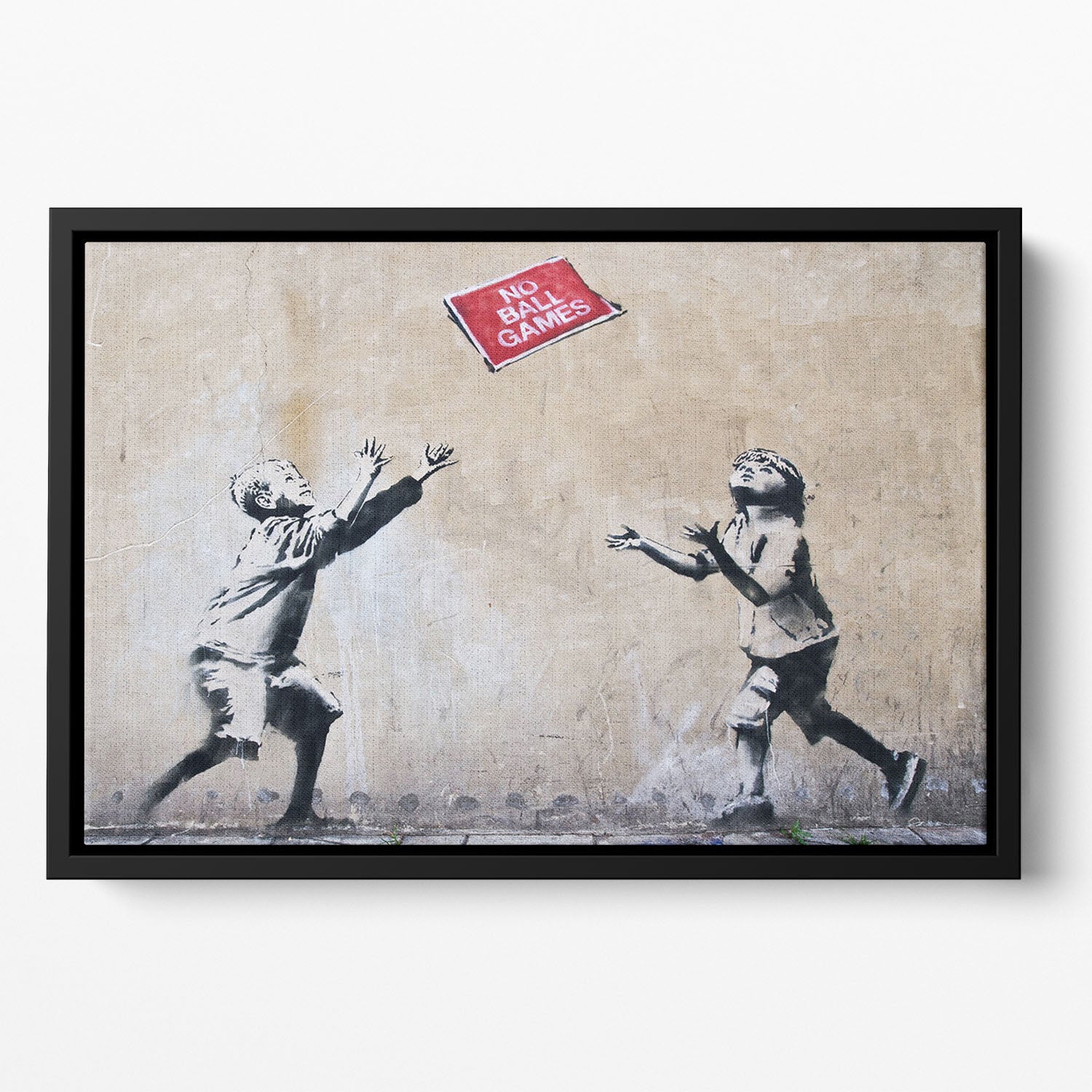 Banksy No Ball Games Floating Framed Canvas